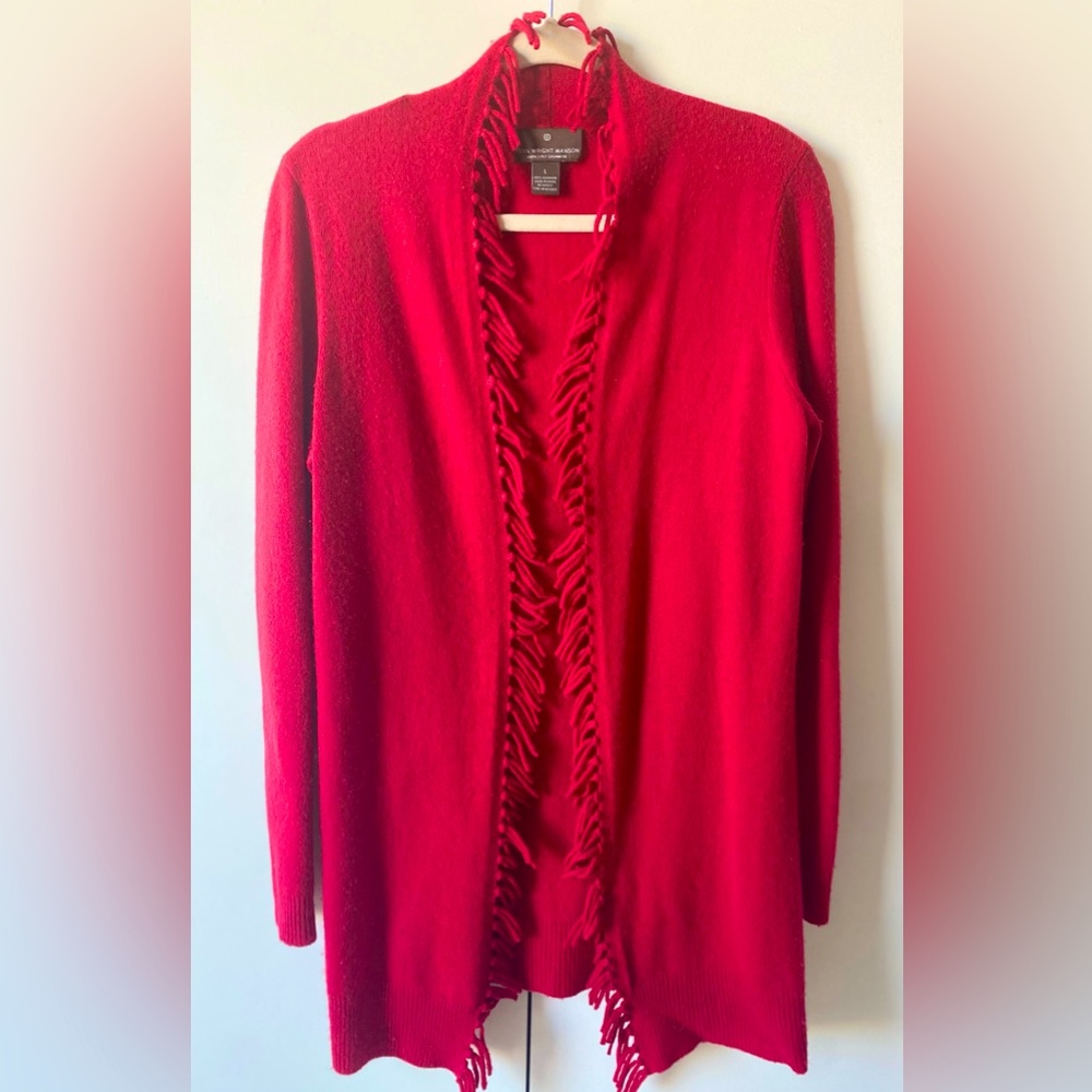 Fenn Wright Manson Red Cashmere Cardigan with Fringe